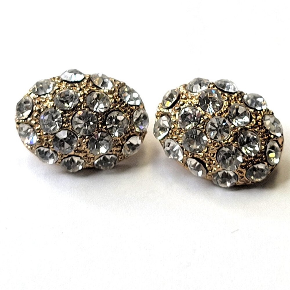 Gold and Crystal Clip On Earrings